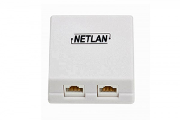 Настенная розетка 2 порта, Кат.5e, 100МГц, RJ45/8P8C, 110, T568A/B, неэкранированная