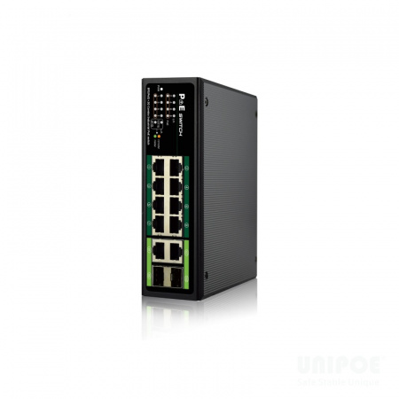 Промышленный POE коммутатор на 8 портов NAVIGARD PM3012FSI ( 8 PoE 10/100 Мбит, 2 UPLINK 1000Мбит)